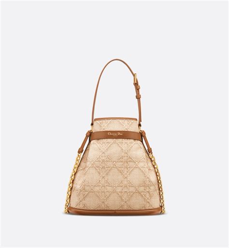 Bolso mediano C'est Dior Rafia Cannage natural